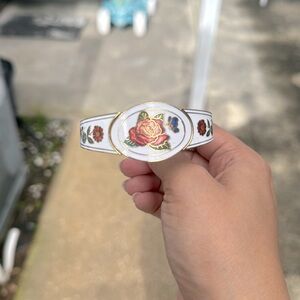 Vtg Cloisonné Enamel Hand Painted Clamper Bracelet